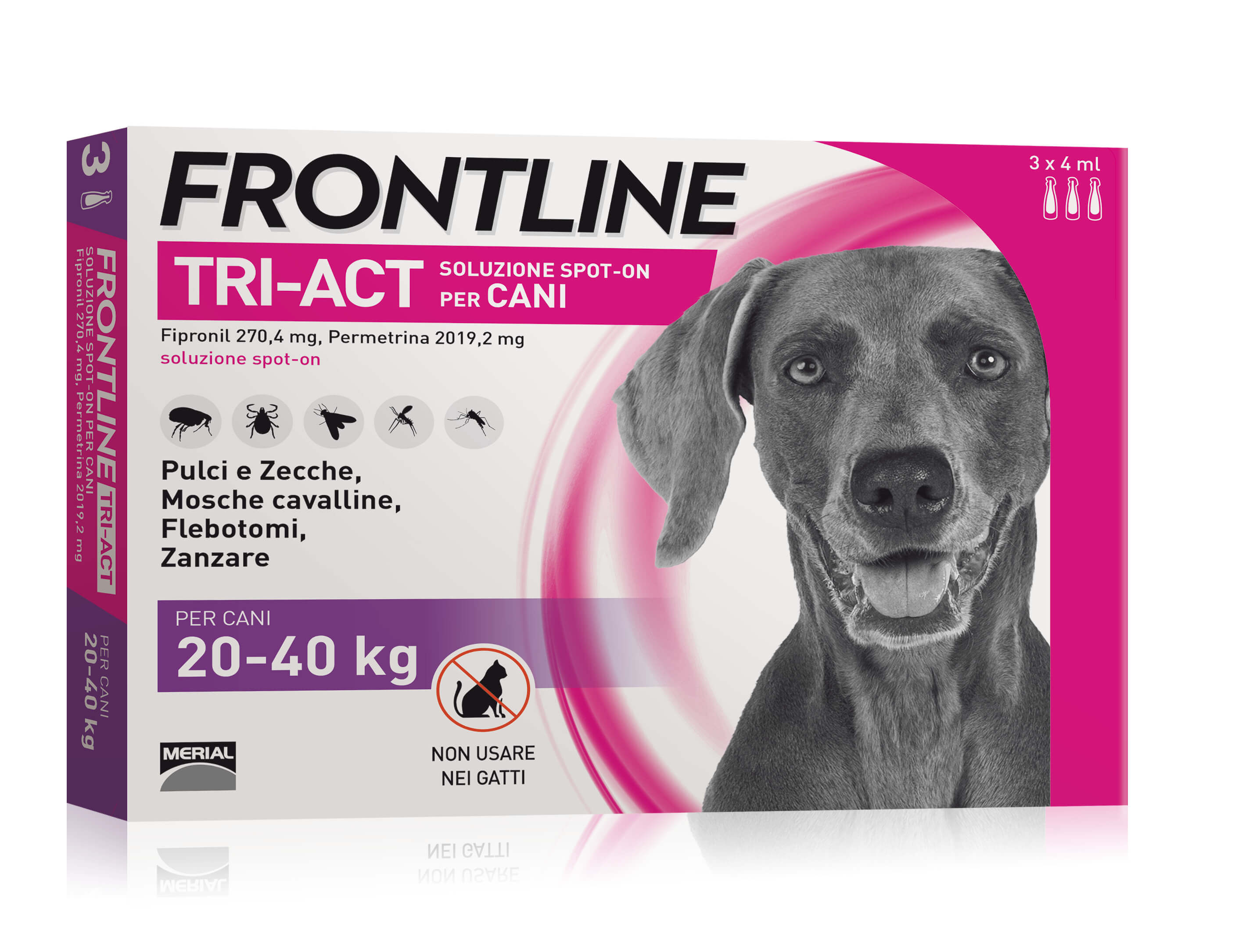Frontline Tri Act cane 20-40kg 3 pipette da 4ml