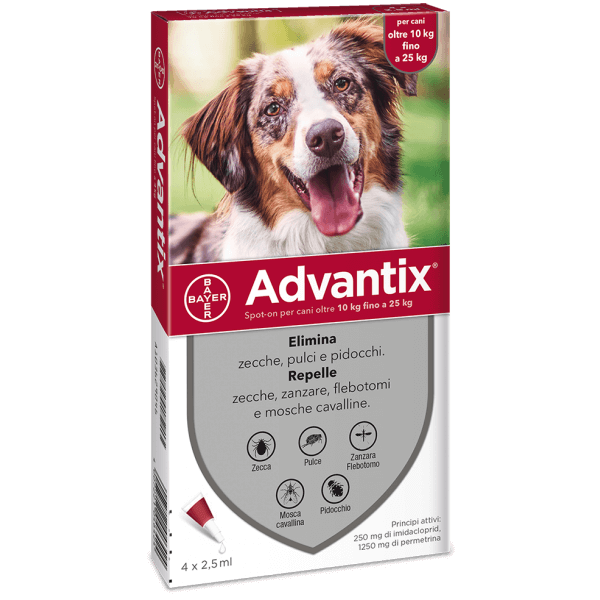 Advantix Cani 10-25 Kg 4 pipette pulci zecche per cane