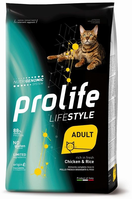 Prolife Pollo e Riso Adult Cat Nutrigenomic crocchette gatto 400g