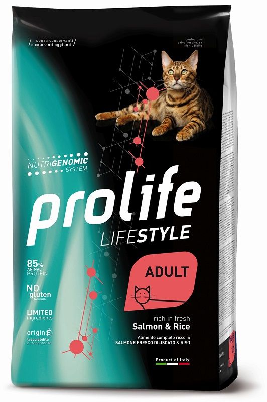 Prolife Salmone e Riso Adult Cat Nutrigenomic crocchette gatto 400g