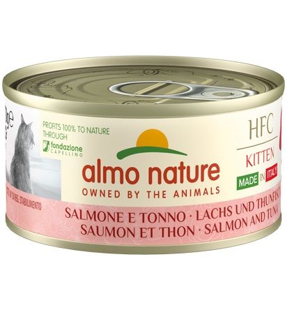 Almo Nature HFC Kitten Salmone e Tonno 70g umido gattino made in Italy