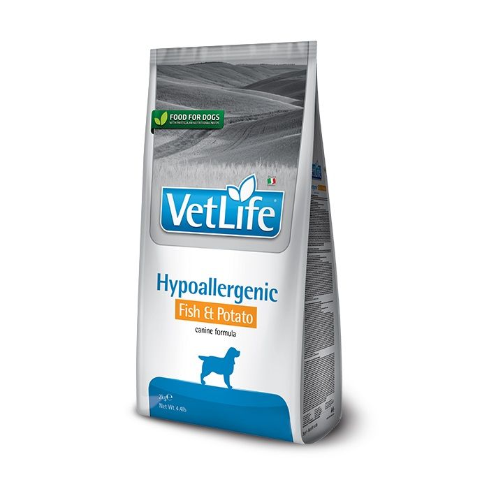 Vet Life Farmina Hypoallergenic Fish and Potato crocchette dietetiche cane Formato 2 x 12kg
