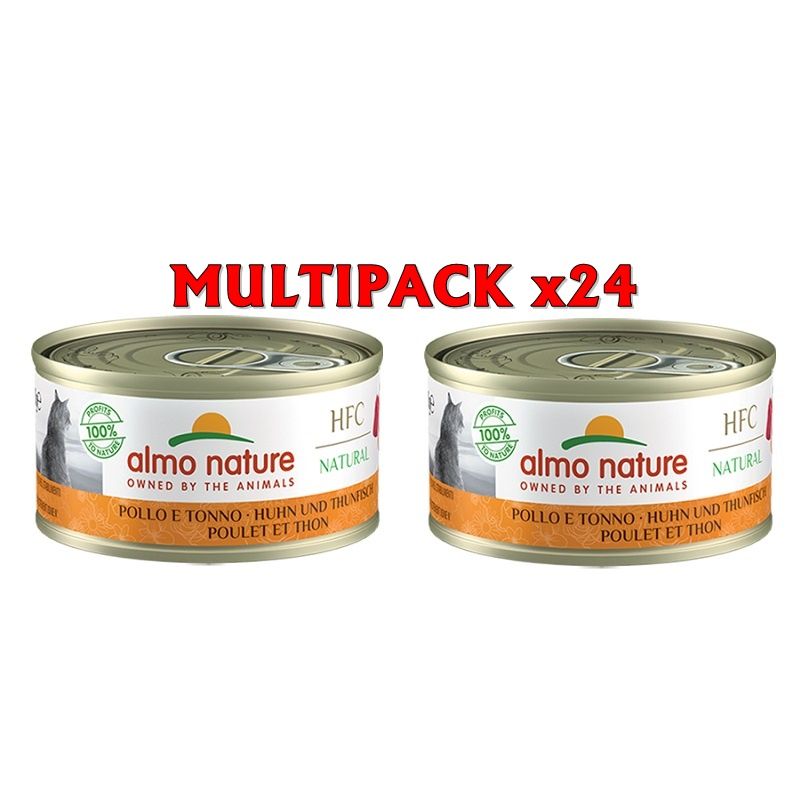 Almo Nature HFC Natural Pollo e Tonno 70g umido gatto Formato 24 x 70g