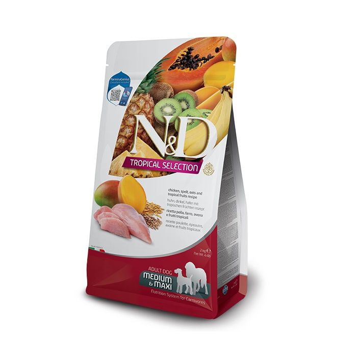 N&D Tropical Adult Pollo Medium Large crocchette cane con frutta tropicale Formato 2 Kg