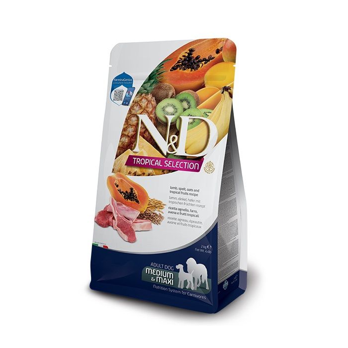 N&D Tropical Adult Agnello Medium Large crocchette cane con frutta tropicale Formato 2 Kg