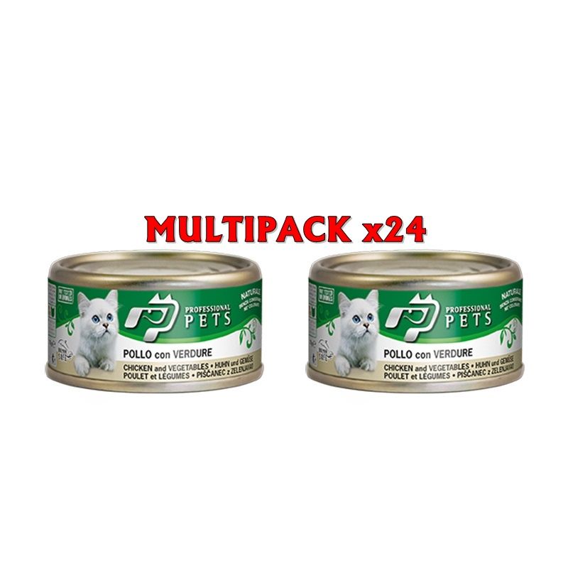 Professional Pets Pollo e Verdure 70g umido gatto Formato 24 x 70g