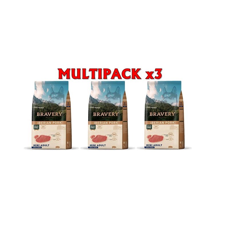 Bravery Adult Iberian Pork Mini 7kg crocchette cane grain free Formato 3 x 7kg