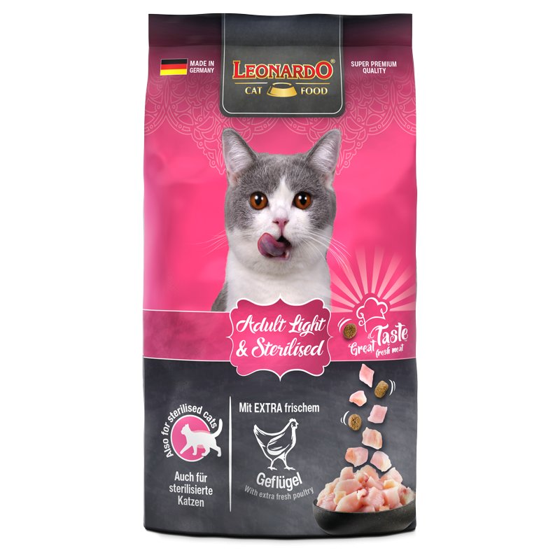 Leonardo Light & Sterilised Pollo crocchette gatto sterilizzato Formato 300g