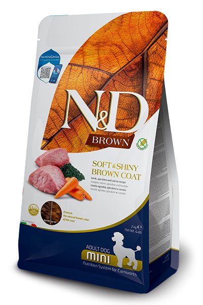 N&D Brown Coat Mini Agnello crocchette per cane con manto scuro Formato 2 Kg