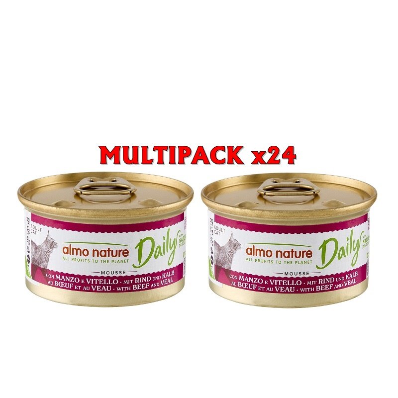 Almo Nature Daily Menù Mousse con Manzo e Vitello 85g umido gatto Formato 24 x 85g