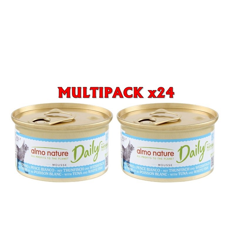 Almo Nature Daily Menù Mousse con Tonno e Pesce Bianco 85g umido gatto Formato 24 x 85g