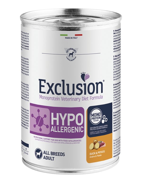 Exclusion Diet Hypoallergenic Duck and Potato All Breeds 400g umido dietetico cane