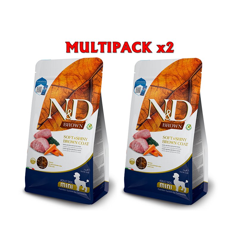 N&D Brown Coat Mini Agnello crocchette per cane con manto scuro Formato 2 x 5kg