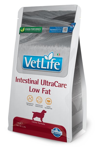 Vet Life Intestinal UltraCare Low Fat crocchette dietetiche cane Formato 10 Kg