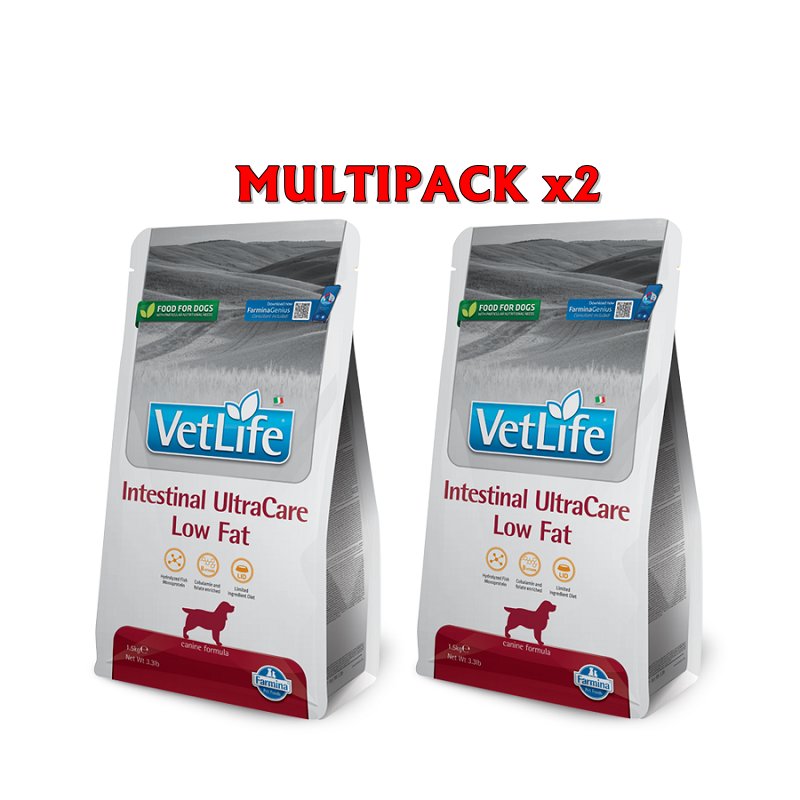 Vet Life Intestinal UltraCare Low Fat crocchette dietetiche cane Formato 2 x 10kg