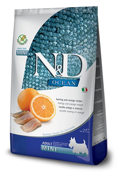 N&D Adult Mini Aringa e Arancia crocchette cane Formato 7 Kg