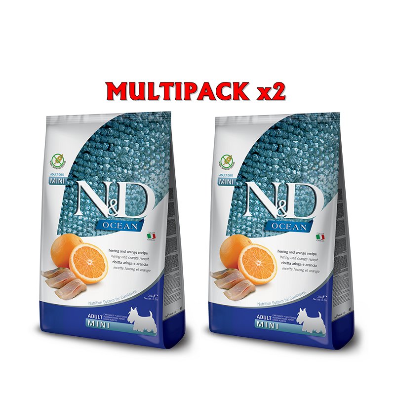 N&D Adult Mini Aringa e Arancia crocchette cane Formato 2 x 7kg