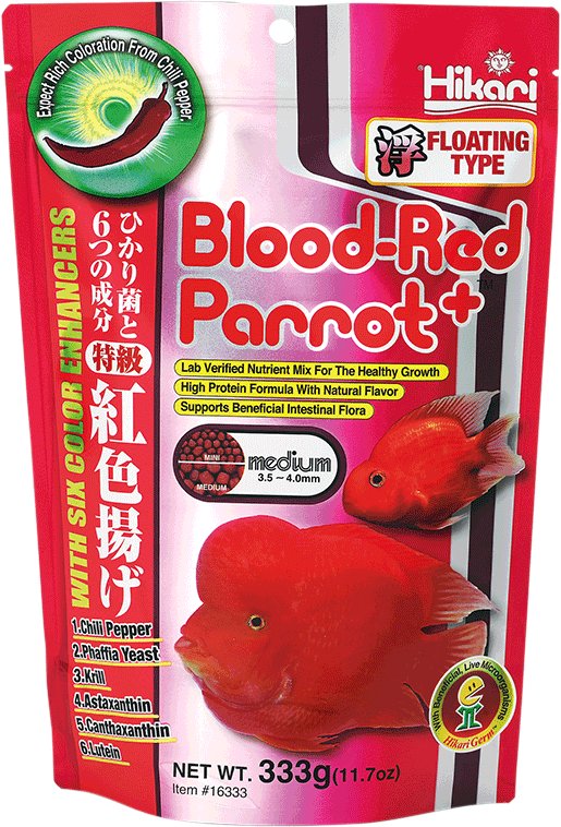 Hikari Blood-Red Parrot Plus Medium 333g pellet premium colorante per ciclidi