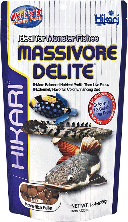 Hikari Tropical Massivore Delite 380g pellet affondanti per pesci carnivori grandi