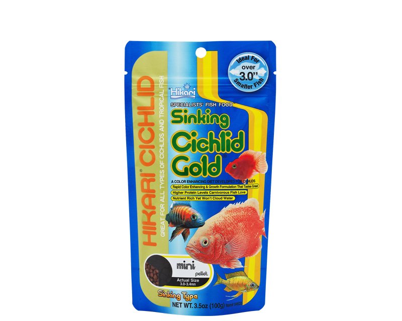 Hikari Cichlid Gold Sinking Mini 100g pellet colorante per ciclidi