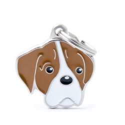 Medaglietta Cane Boxer Bianco e Marrone 2017