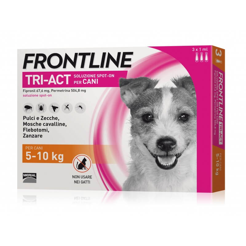 Frontline Tri-Act cane 5-10kg 3 pipette da 1ml