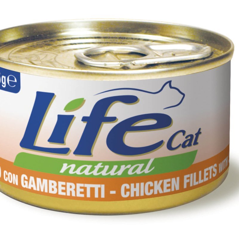 Life Cat Pollo e Gamberetti 85g umido gatto