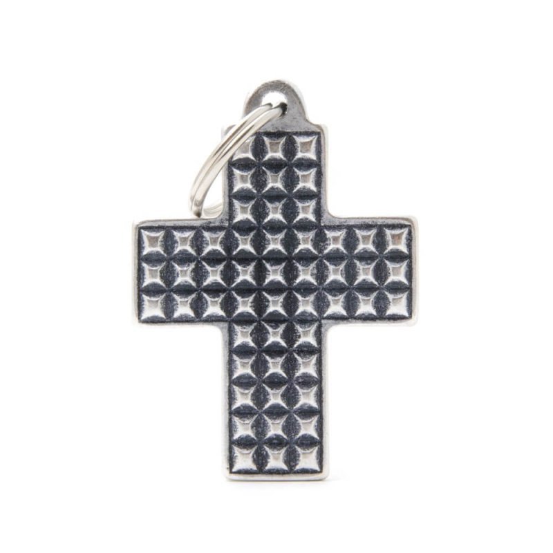 Medaglietta Bronx Croce Borchie Liscia