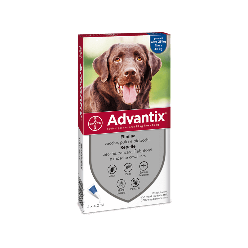 Advantix Cani 25-40 Kg 4 pipette pulci zecche per cane