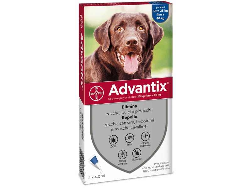 Advantix Cani 25-40 Kg 4 pipette pulci zecche per cane