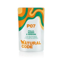 Natural Code Busta P07 Pollo, Manzo e Verdure 70g umido gatto