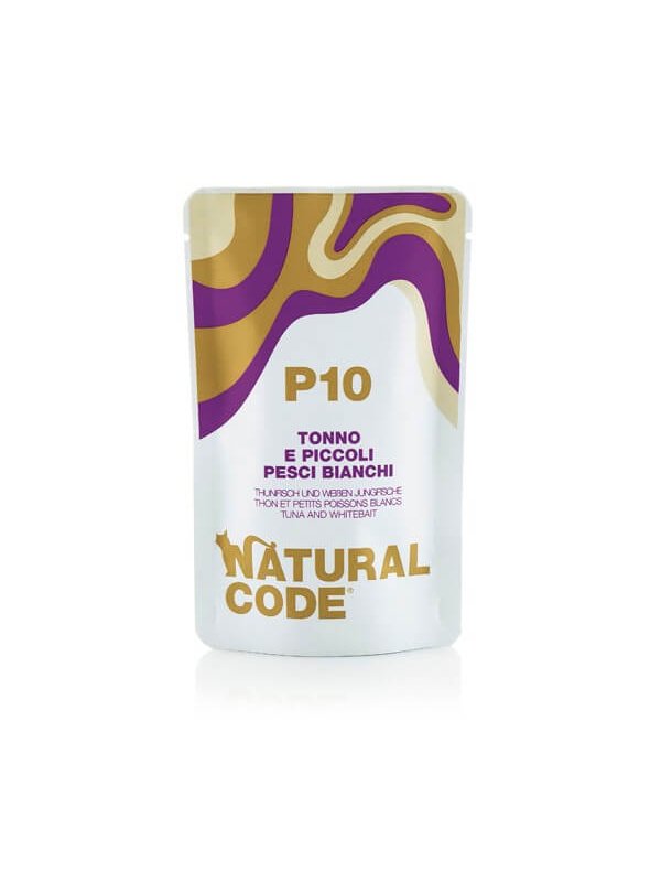Natural Code Busta P10 Tonno e Piccoli Pesci Bianchi 70g umido gatto