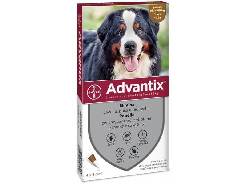 Advantix Cani oltre i 40 Kg 4 pipette pulci zecche per cane