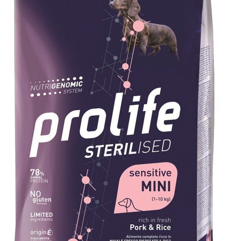 Prolife Mini Sterilised Maiale e Riso Nutrigenomic crocchette cane