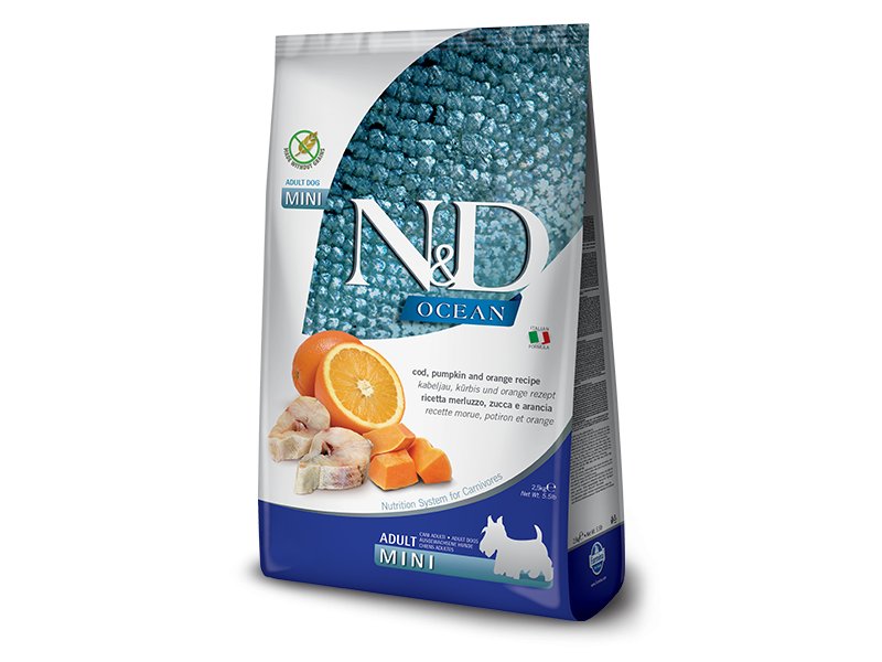 N&D Adult MINI Merluzzo, Zucca e Arancia 800g grain free crocchette cane