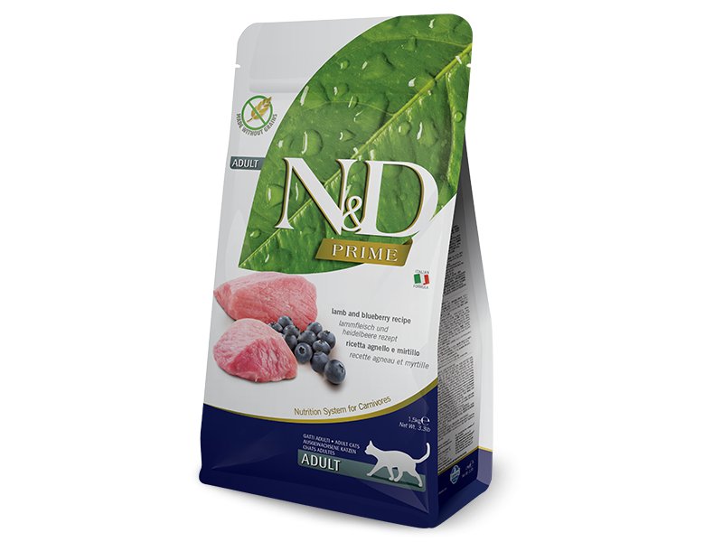 N&D Adult Cat Agnello e Mirtillo 1,5kg Grain Free crocchette gatto