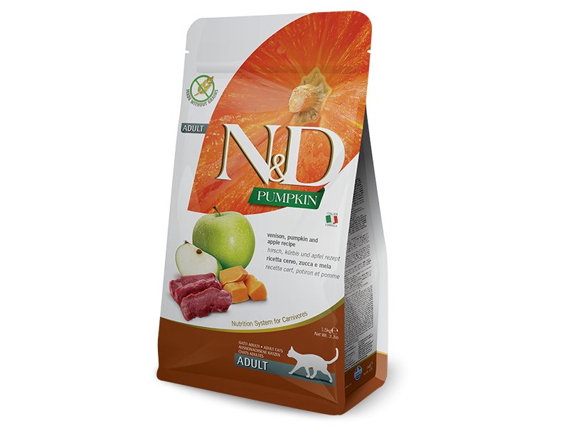 N&D Adult Cervo, Zucca e Mela 1,5kg Grain Free crocchette gatto