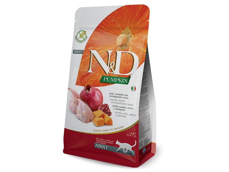 N&D Adult Quaglia, Zucca e Melograno 1,5kg Grain Free crocchette gatto
