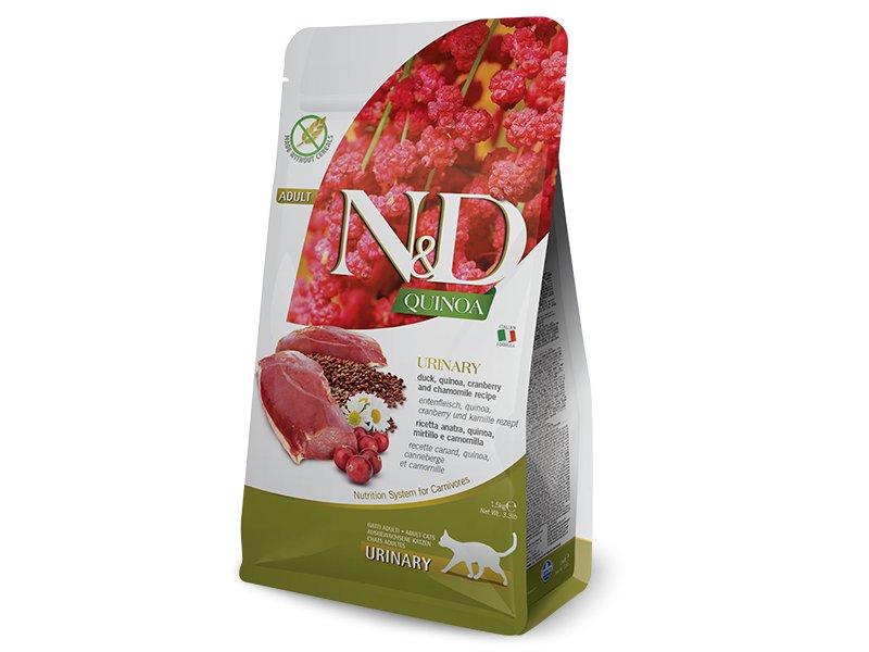 N&D Urinary Anatra Quinoa, Mirtillo e Camomilla 1,5kg Grain Free crocchette gatto