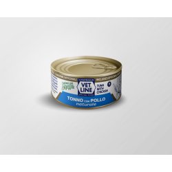 Vet Line Tonno con Pollo naturale 70g umido gatto in acqua di cottura