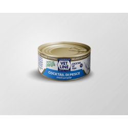 Vet Line Cocktail di Pesce naturale 70g umido gatto in acqua di cottura