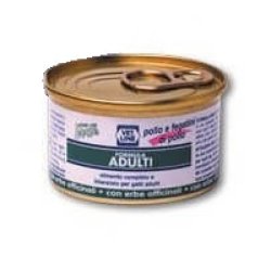 Vet Line Adulti Pollo e Fegatini 85g umido per gatti