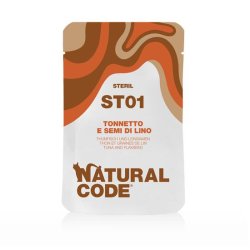 Natural Code Busta ST01 Tonnetto e Semi di lino 70g umido gatti sterilizzati