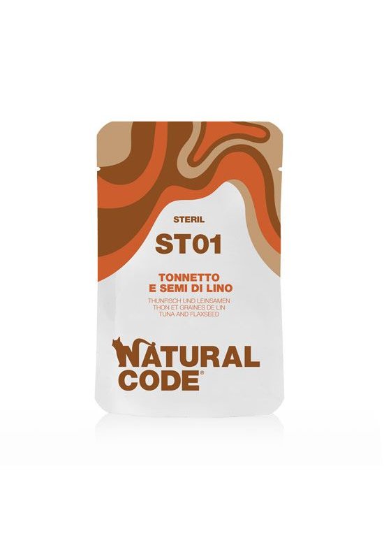 Natural Code Busta ST01 Tonnetto e Semi di lino 70g umido gatti sterilizzati