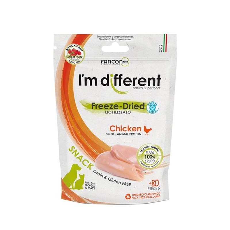 I'm Different Freez Dried Chicken 40g snack liofilizzato per cani e gatti