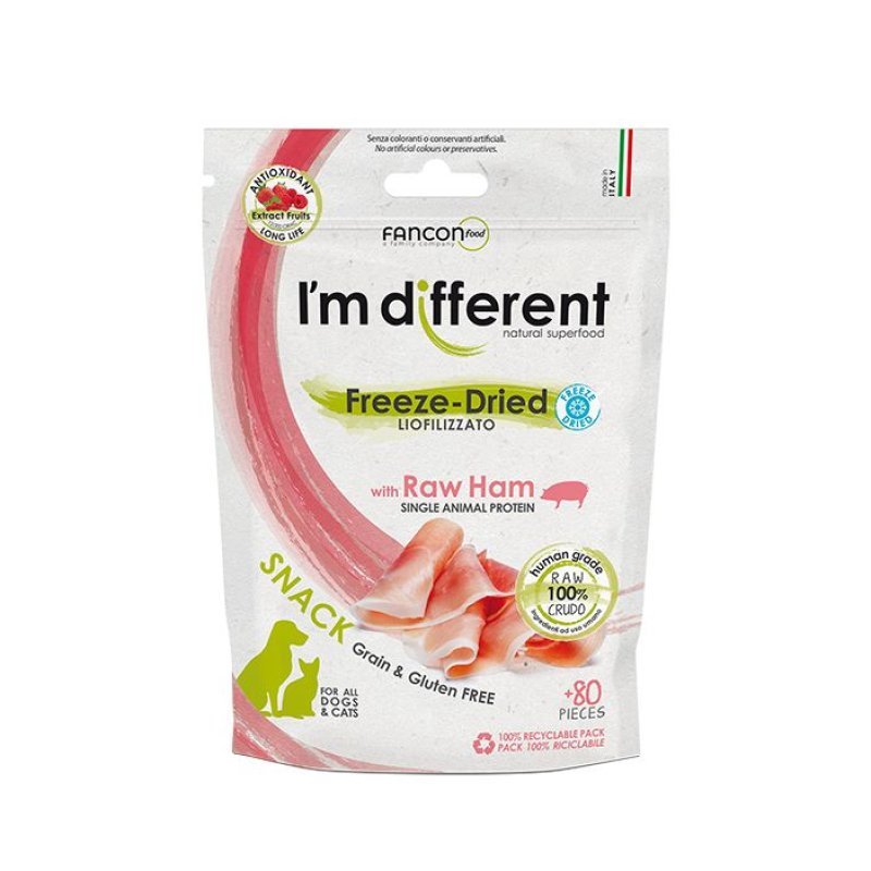 I'm Different Freez-Dried Raw Ham 40g snack liofilizzato per cani e gatti