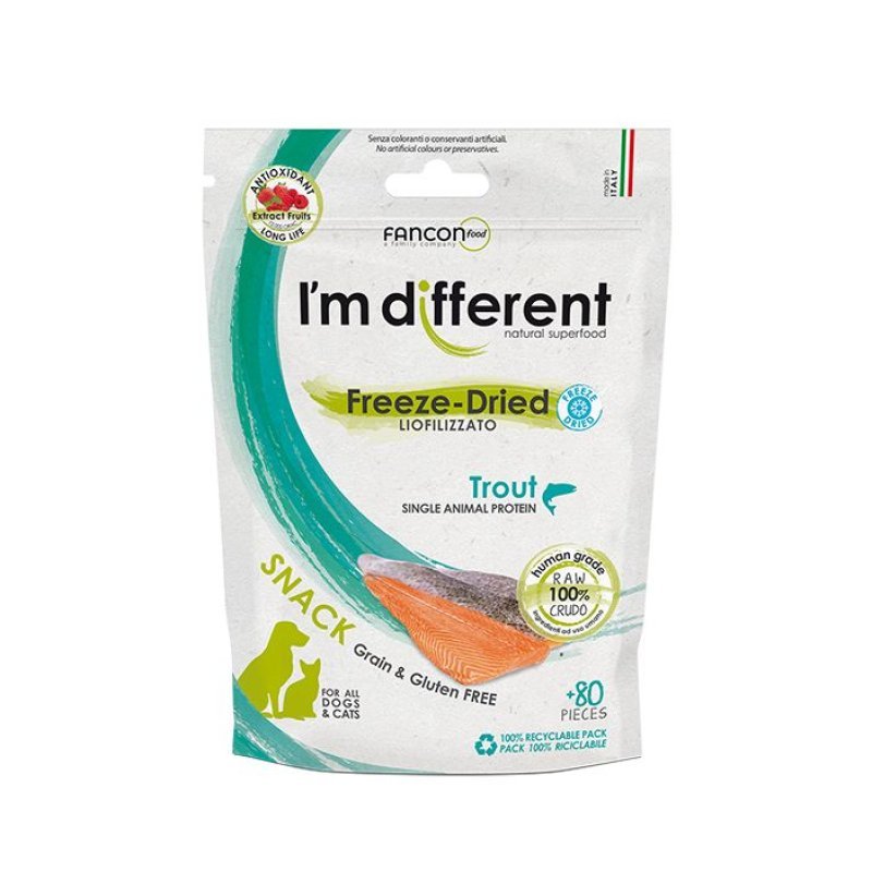 I'm Different Freez-Dried Trout 40g snack liofilizzato per cani e gatti