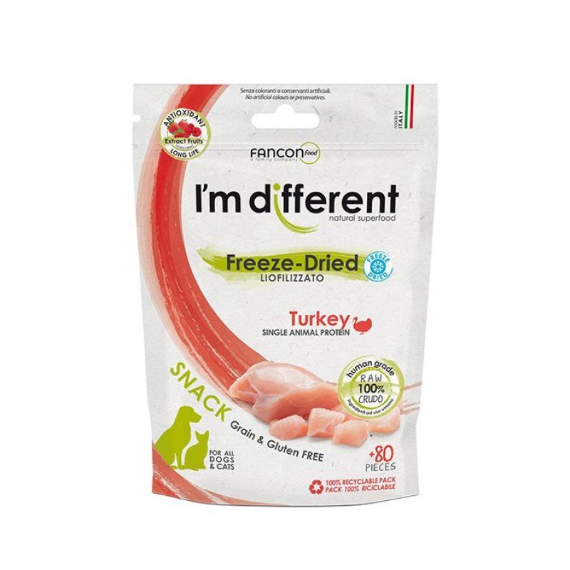 I'm Different Freez-Dried Turkey 40g snack liofilizzato per cani e gatti