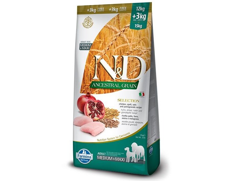 N&D Selection Adult Pollo e Melograno Medium Maxi 15kg ancestral crocchette cane
