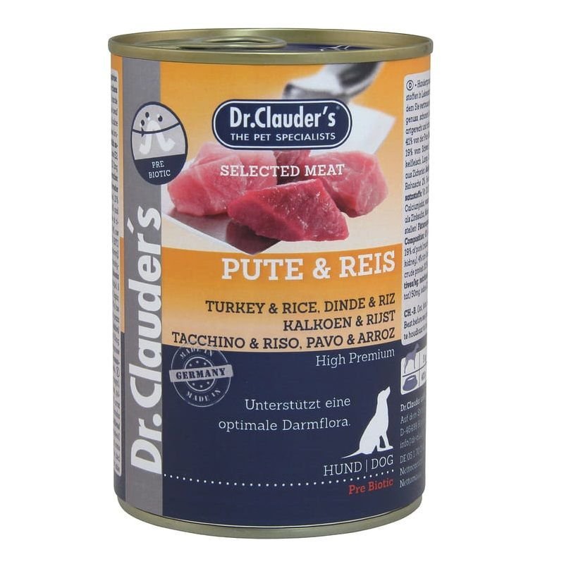 Dr. Clauder's Tacchino e Riso 400g Selected Meat umido cane